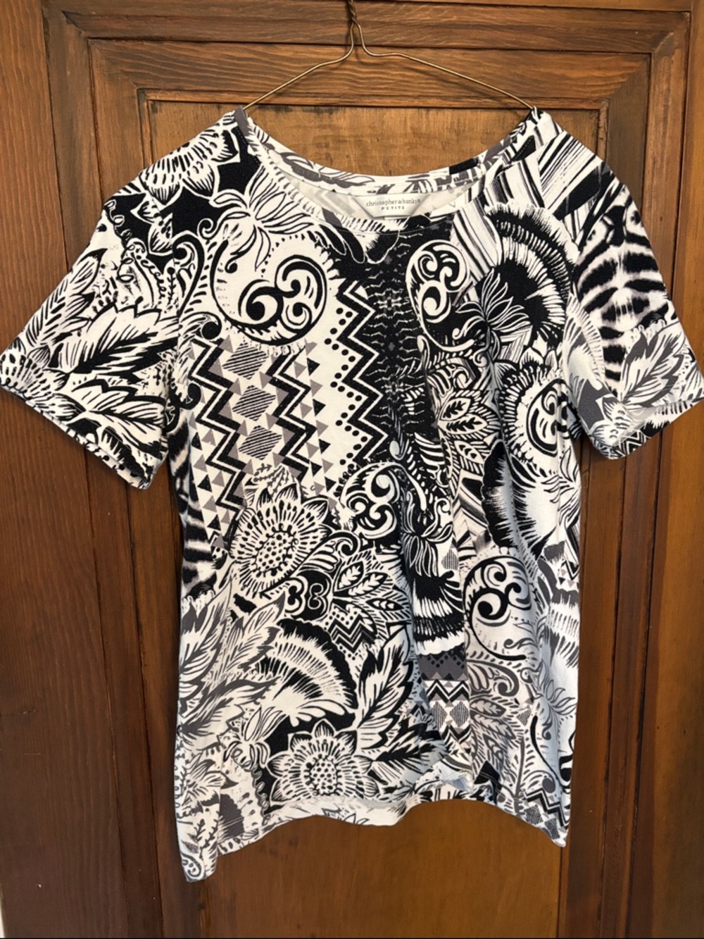 Black & White Floral-Print Women’s Tee